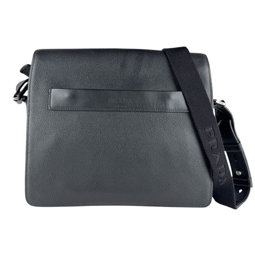 Prada Messenger Crossbody Bag Leather Black